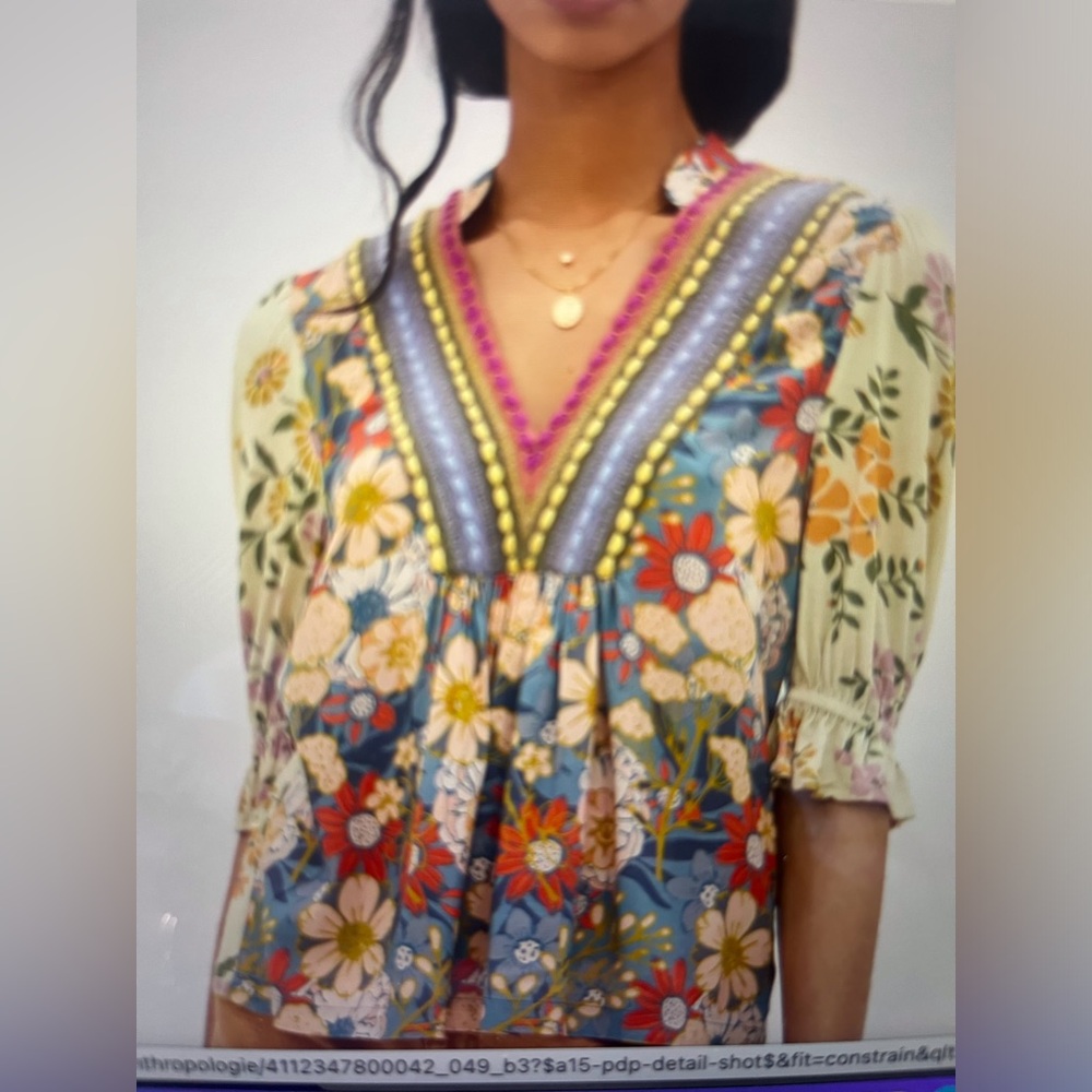 Anthropologie Blnk Stephanie Floral Top Size Small New with Tags